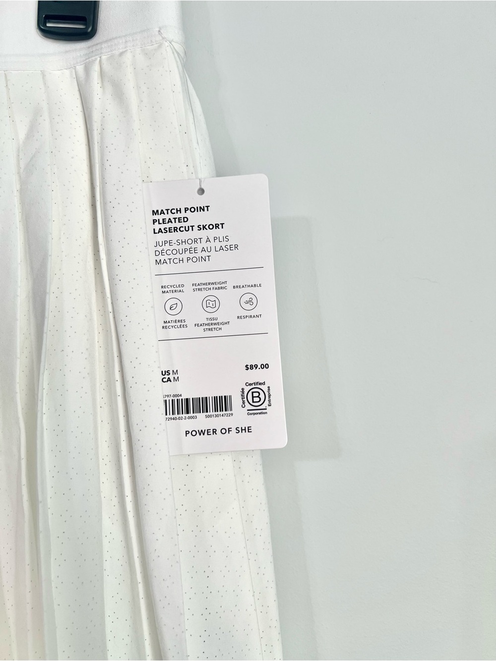 Athleta Match Point Pleated Lasercut Skort | White | Medium - Picture 3 of 7